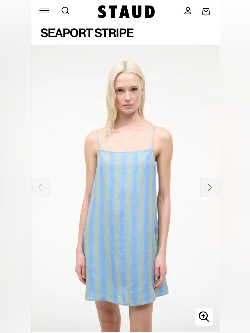 NWT - Staub Blue and White Striped Mini Dress